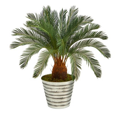 Nearly Natural 40" Cycas Artificial Tree in Decorative Tin Bucket