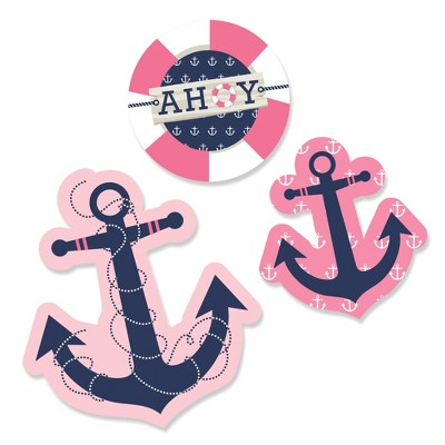 Big Dot of Happiness Ahoy - Nautical Girl - DIY Shaped Baby Shower or Birthday Party Cut-Outs - 24 Count