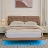 KTMBDW Floating Bed Frame Queen with Button Tufted Headboard and LED Lights,Upholstered Platform Bed Station,No Box Spring Needed,PU - 2 of 4