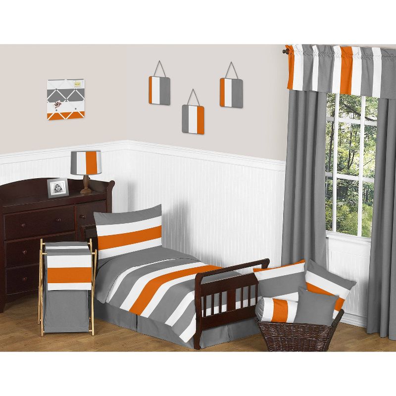 Gray &#38; Orange Striped Kids&#39; Curtain Panels - Sweet Jojo Designs, 3 of 5