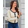 Coolmee Women's Casual Cardigans Long Sleeve Metal Button Down Contrast Color Trim Sweaters Crew Neck Knit Jackets Fall Outfits L Apricot - 2 of 4
