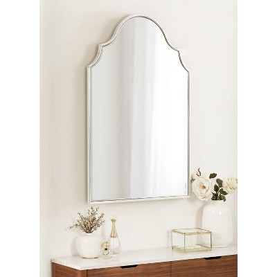 Leanna Silver Arched Wall Mirror with Scalloped Edges
