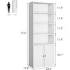 Bookcase with Doors Industrial Bookshelf 11.8in Depth Display Storage Shelves 71.4in Tall White - 3 of 4