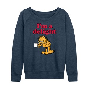 Women's - Garfield - I'm A Delight Lightweight French Terry Wide Neck Long Sleeve Shirt - 1 of 4