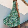 Coolmee Women Boho Dresses V Neck Loose Fit Casual Sleeveless Dress Bohemian Geometric Pattern Maxi Casual Summer Dresses - 4 of 4