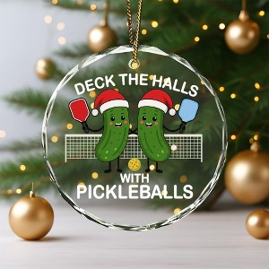 Pickleball Glass Ornament – Handcrafted Hanging Decoration, Elegant Sports Keepsake with Unique Pickleball Design - 1 of 4
