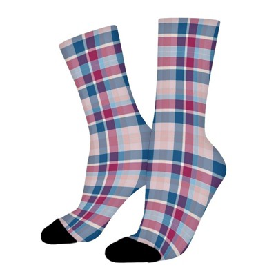 Vintage Plaid Women Printed Crew Socks Funny Funky Socks Soft Polyester Novelty Gifts for Artists Men