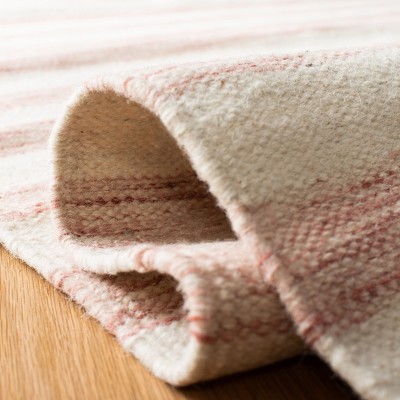 Off-White and Rust Wool Flat Woven 4' x 6' Area Rug