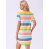 cheibear Women's Curved Hem Round Neck Short Sleeve T-shirt Dress Sleepshirt - 4 of 4