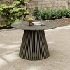 5 PCS Patio Dining Set with Round Dining Table, 1 Table and 4 Chairs, Chairs with Acacia Wood Frame and Polyester Cushion-Coolbibila - 3 of 4