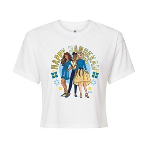 Women's Barbie Winter Holidays Cropped Graphic T-Shirt - White - Large - 1 of 4