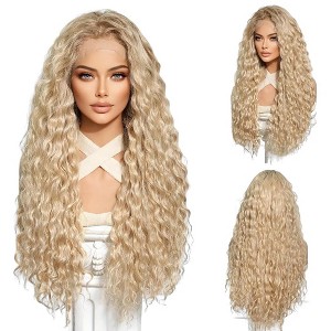 Jessie's Wig Curly Heat Resistant Daily Party Costume 13*3.5 Synthetic Lace Wigs Blonde 28 Inch 1 Pc/Pack - 1 of 4