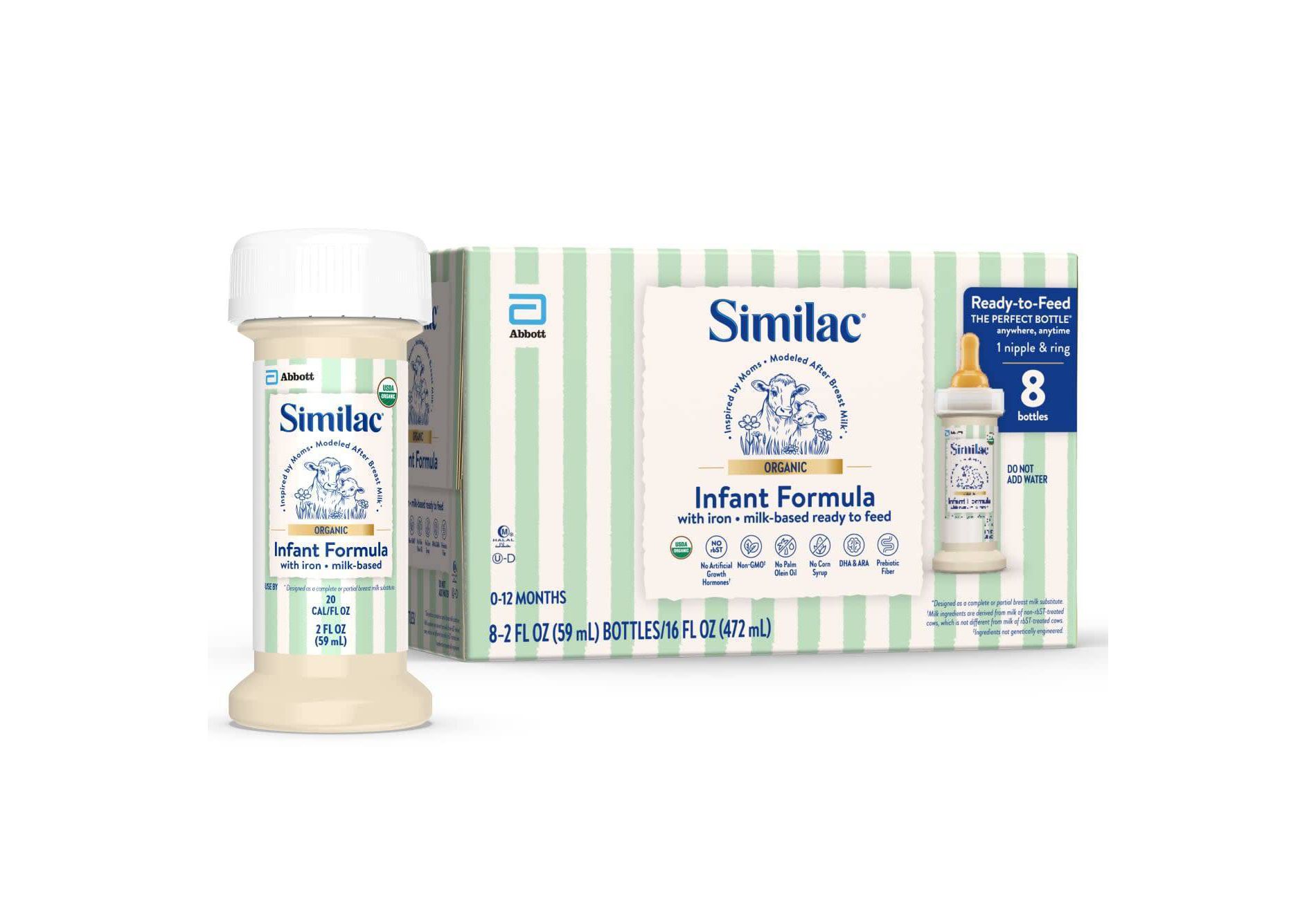 Similac Organic Ready to Feed Infant Formula - 2 fl oz Each/8ct: Brain Development, Immune System Support
