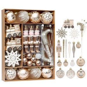 WhizMax 50 Pcs Christmas Ball Ornaments Set, Champagne Gold Shatterproof Christmas Tree Decoration Balls - 1 of 4