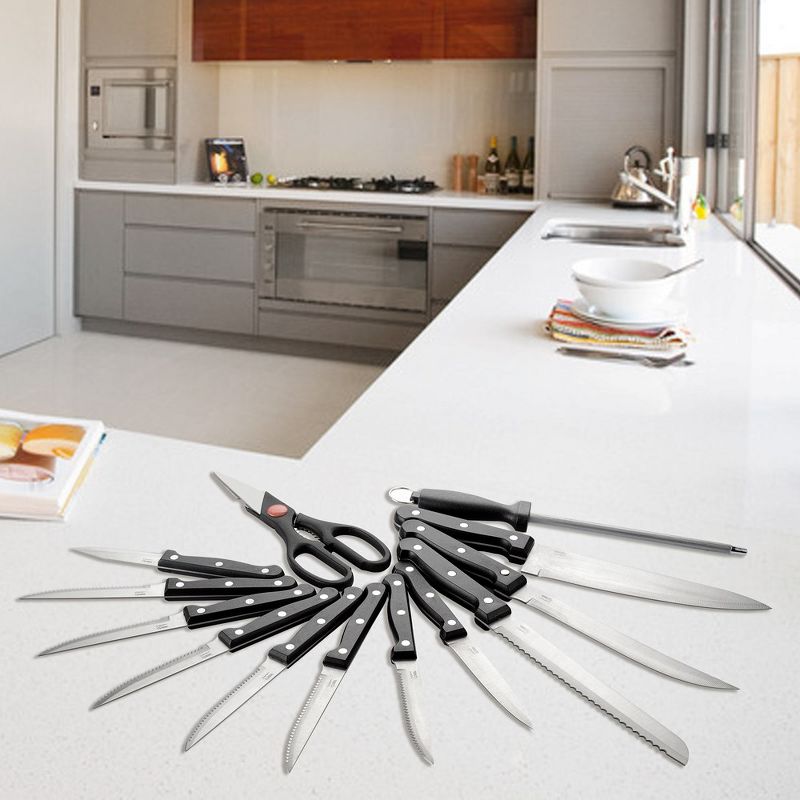 Cheer Collection 13pc Kitchen Knife Set with Premium Stainless Steel Blades, Wooden Block, Shears, and Sharpener, 4 of 9