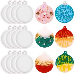 JDICTION-12pcs White Round Silicone Molds for Christmas Epoxy Ornaments, DIY Crafts & Keychains - 1 of 4