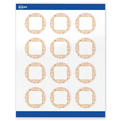 Avery Labels, 2" Diameter, Gold-Pink Berries, Glossy, 120ct