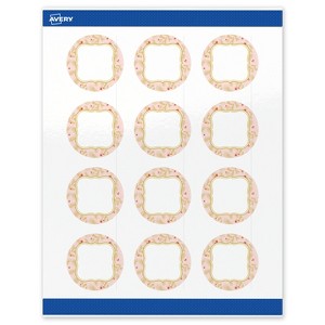 Avery Labels, 2" Diameter, Gold-Pink Berries, Glossy, 120ct - 1 of 4