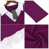 Clearlove Women's Long Sleeve V Neck Contrast Collar Shirt A-line Pleated Office Tunic - 4 of 4