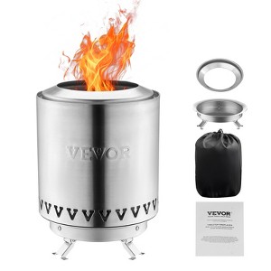 VEVOR Tabletop Fire Pit,6 inch Stainless Steel Tabletop Fireplace,Alcohol Burner Smores Maker,Wood Burning or Pellet Fueled,Cylinder 1.96 lbs,Silver - 1 of 4