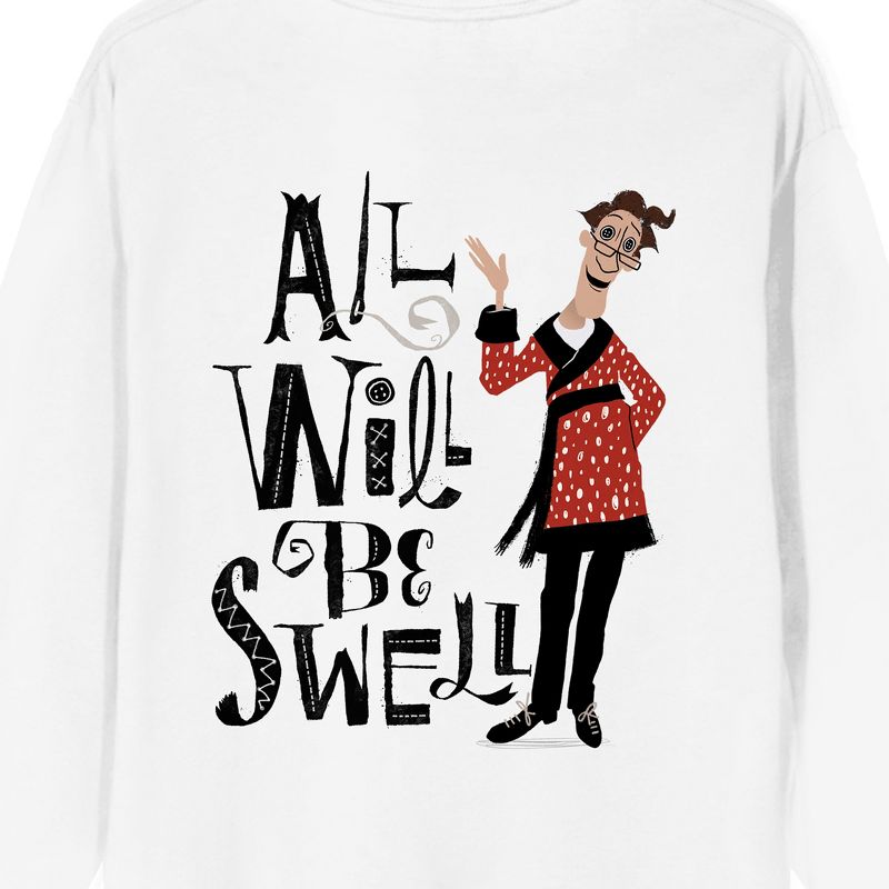 Coraline All Will Be Swell Crew Neck Long Sleeve White Adult Sweatshirt, 4 of 5