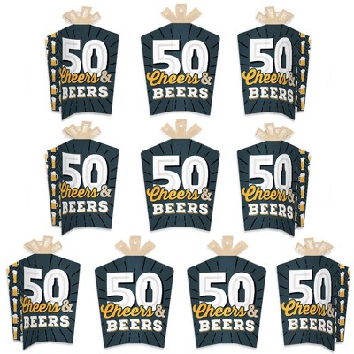 Big Dot of Happiness Cheers and Beers to 50 Years - Table Decorations - 50th Birthday Party Fold and Flare Centerpieces - 10 Count