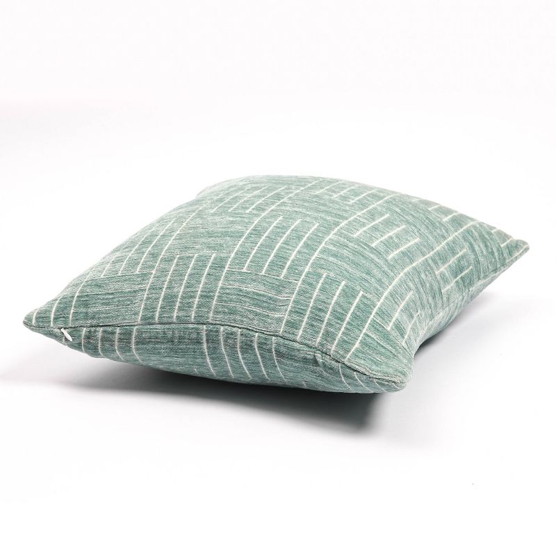 Staggered Striped Chenille Woven Jacquard Square Throw Pillow - freshmint, 3 of 7