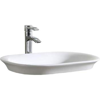Fine Fixtures Rounded Corners Rectangular Thin Edge Vessel Bathroom Sink Vitreous China Without Overflow
