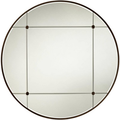 Noble Park Drucilla Antique Light Brown 32" Round Framed Wall Mirror