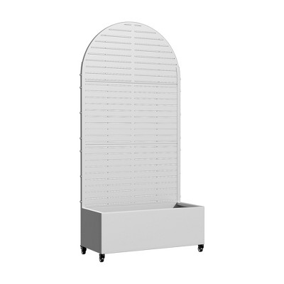 Lirago Metal Planter Box privacy screen Garden Bed with Trellis and Wheels