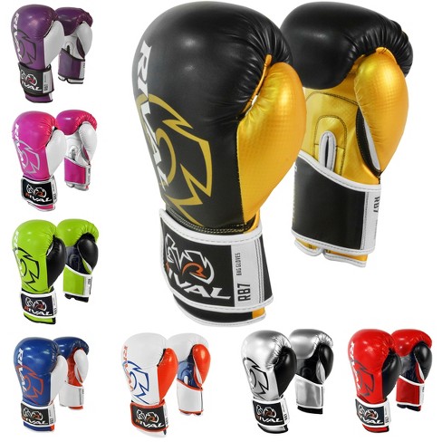 Black/Gold RIVAL Boxing RB7 Fitness Plus Hook and Loop Bag Gloves 