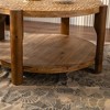 HDZNVF Round Coffee Table with Solid Wood for Living Room, 2-Tier Round Coffee Table with Storage Shelf - 4 of 4