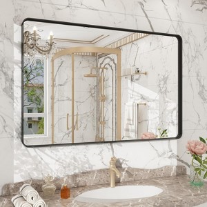 KIOTEE Rectangular Aluminum Alloy Framed and Tempered Glass Wall Bathroom Vanity Mirror in Matte Black - 1 of 4