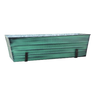 35.25" Large Galvanized Steel Flower Box with Wall Brackets Green - ACHLA Designs