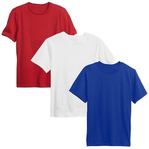 Action Thread Boy's Short Sleeve Crew Neck Premium Soft Cotton Blend T Shirt -3 Pack - 1 of 3