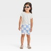 Grayson Mini Toddler Girls' Checkered Bike Shorts - Blue - 3 of 3