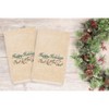 Linum Home Textiles Christmas Happy Holidays - Embroidered Luxury 100% Turkish Cotton Hand Towels (Set of 2) - 2 of 3