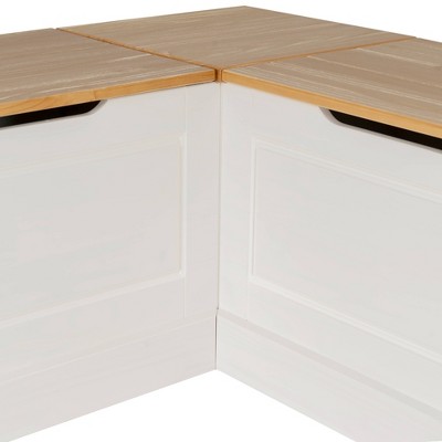 Natural Pine and White Backless Corner Nook Set
