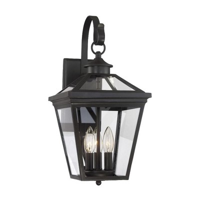 Ellijay Black Glass 3-Light Outdoor Wall Lantern