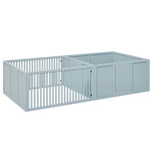 Skyzone Pinewood Dog Whelping Box with Removable Doors, 2-Room Puppy Playpen for Indoors, - 1 of 4