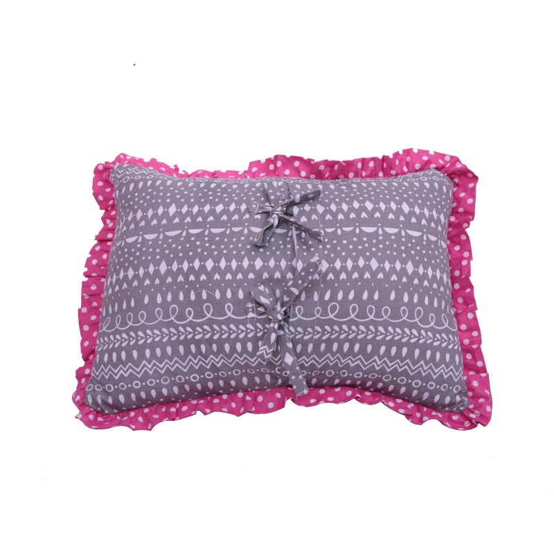 Bacati - Owls Pink/Grey Girls Cotton Throw Pillow, 2 of 6