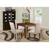 Rustic Dining Set 5Pc Square Table & Chairs - Cream Linen Fabric, Mahogany Legs - Home Kitchen Furniture - 2 of 4