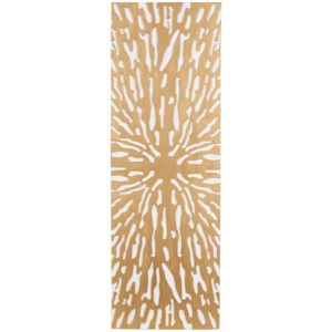 Wooden Starburst Abstract Carved Wall Decor with White Backing Gold - Olivia & May - 1 of 4