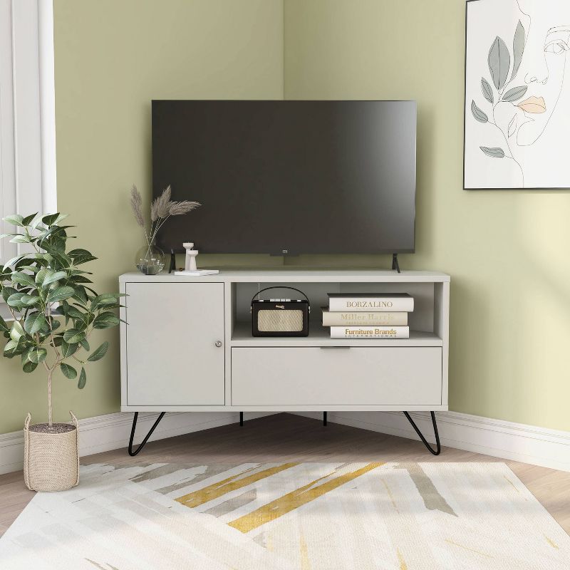 Sola Modern Corner TV Stand for TVs up to 50" - miBasics, 3 of 10