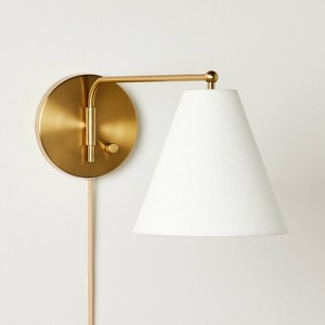 Wall Sconce with Horizontal Arm Brass - Threshold™ designed with Studio McGee: Plug-In Option, ETL Listed, Modern Design - 1 of 4