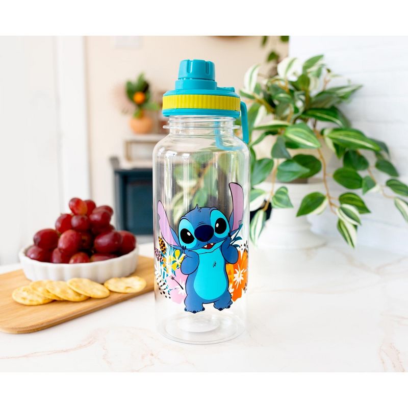 Silver Buffalo Disney Lilo & Stitch Flowers 32-Ounce Twist Spout Water Bottle And Sticker Set, 3 of 7