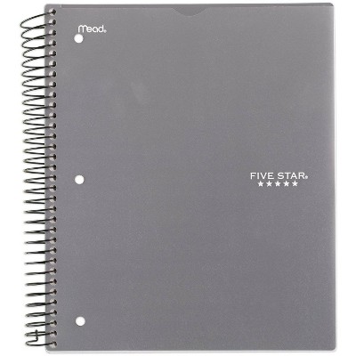 Photo 1 of (6 PACK) Spiral Notebook 5 Subject Wide Ruled Customizable Gray - Five Star