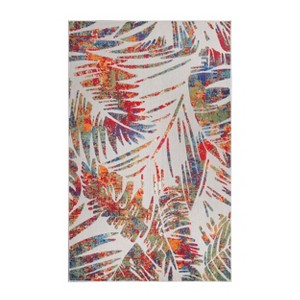 Tropical Leaves Coastal Indoor Outdoor Runner or Area Rug by Blue Nile Mills - 1 of 4