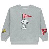 Ladies Snoopy Fashion Sweatshirt - Peanuts Crewneck with Chenille Patch and Embroidery Sleeve Prints - Snoopy Sweatshirt - 2 of 4