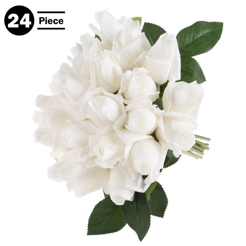Pure Garden 24Pc Real Touch Rose Artificial Flowers with Stems, 4 of 10
